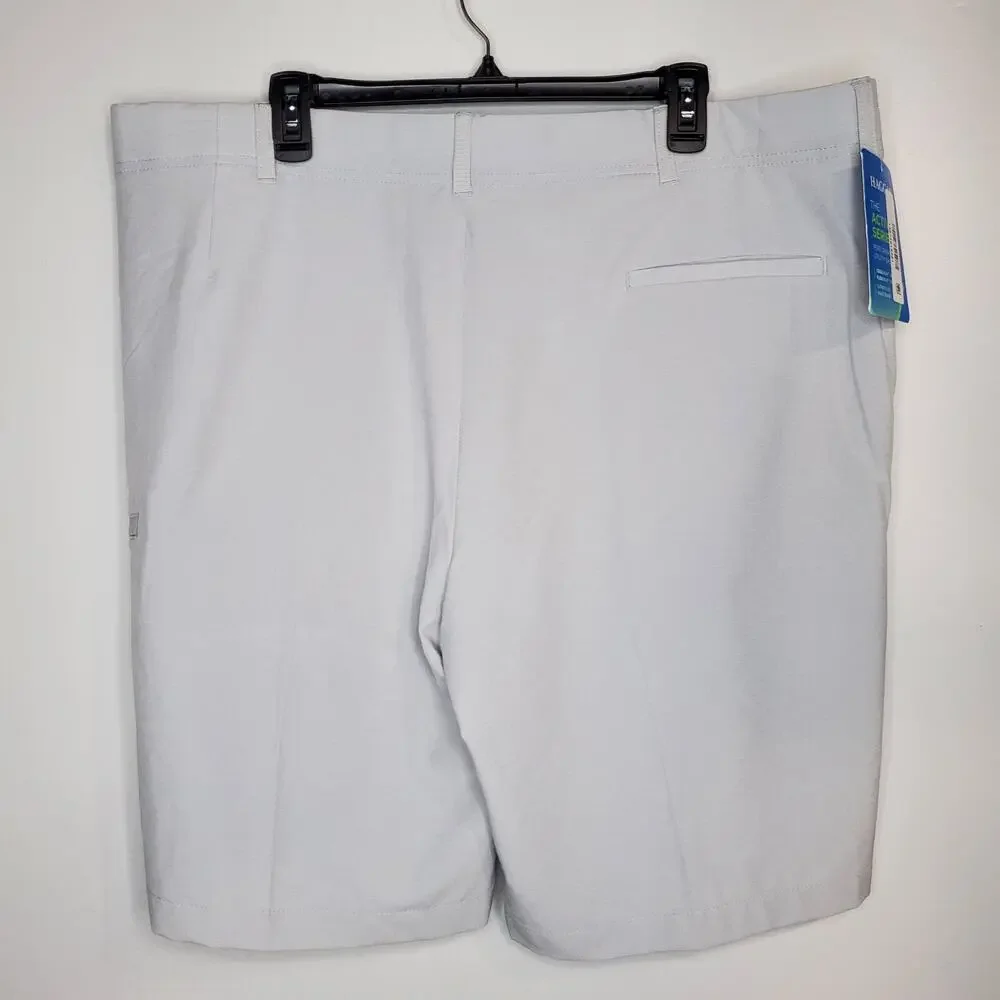 Haggar Active Series Mens Performance Shorts SZ 42 W Light Gray Stripe Stretch